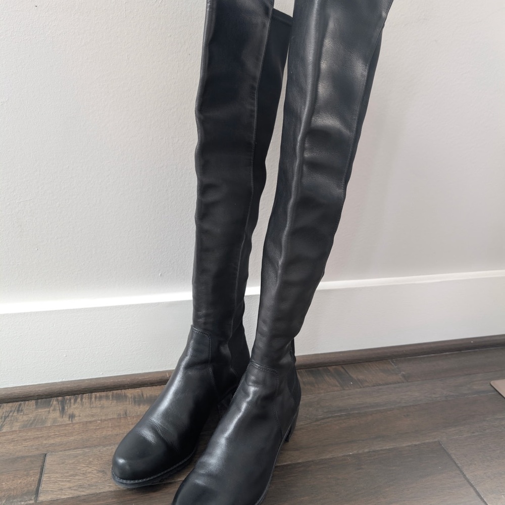Stuart Weitzman Reserve Black Over-the-Knee Leather Boots